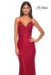 Picture of: Beaded Lace Long Dress with Illusion Bodice in Red, Style: 31359, Detail Picture 8