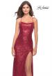 Picture of: Lace Up Back Sequin Gown with Flare Skirt in Red, Style: 31508, Detail Picture 8