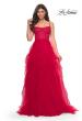 Picture of: Tulle A-Line Dress with Ruffle Skirt and Buster Rhinestone Fishnet Bodice in Red, Style: 32233, Detail Picture 8