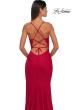 Picture of: Fitted Jersey Prom Dress with High Side Slit in Red , Style: 33080, Detail Picture 8