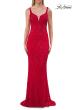 Picture of: Lace Fitted Gown with Open Lace-Up Back in Red, Style: 33519, Detail Picture 8