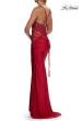 Picture of: Rhinestone Lace Corset Gown with Slit and Crisscross Lace-Up Back in Red, Style: 33769, Detail Picture 8
