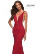 Picture of: Chic Stretch Lace Gown with Deep V Neckline in Red, Detail Picture 9