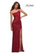 Picture of: Simple One Shoulder Long Sequin Evening Gown in Red, Detail Picture 9