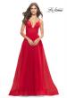 Picture of: A-Line Tulle Gown with Illusion Bodice and Boning in Red, Style: 31147, Detail Picture 9