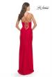 Picture of: Ruched Jersey Dress with Lace Up Back in Red, Style: 31572, Detail Picture 9