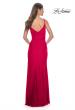 Picture of: Simple Jersey Gown with Deep V Neckline and Ruching in Red, Style: 32115, Detail Picture 9