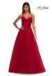 Picture of: Prom Dress with Sparkle Tulle and Ruched Corset Top in Red, Style: 32680, Detail Picture 9