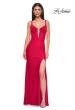 Picture of: Corset Jersey Prom Dress with Deep V Neckline in Red , Style 32763, Detail Picture 9