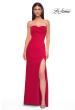 Picture of: Simple Strapless Jersey Dress with Criss Cross Bodice in Red , Style 32863, Detail Picture 9