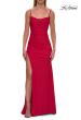 Picture of: Cowl Neck Fitted Gown with Slit and Lace-Up Back in Red, Style: 33365, Detail Picture 9