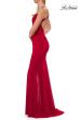 Picture of: Net Jersey Gown with Sheer Cutouts and Open Back in Red, Style: 33708, Detail Picture 9
