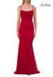 Picture of: Ruched Lace Fitted Gown with Strappy Open Back in Red, Style: 33857, Detail Picture 9