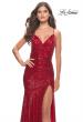 Picture of: Long Sequin Gown with Dramatic Flare Skirt and Slit in Red, Style: 31140, Detail Picture 10
