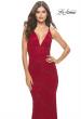 Picture of: Fitted Stretch Lace Prom Dress with Banded Waist in Red, Style: 31234, Detail Picture 10