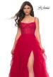 Picture of: Tulle A-Line Dress with Ruffle Skirt and Buster Rhinestone Fishnet Bodice in Red, Style: 32233, Detail Picture 10
