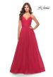 Picture of: Long Tulle A-line Gown with Side Slit and Pockets in Red, Style: 28561, Detail Picture 11