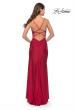Picture of: Rhinestone Jersey Dress with Slit and Ruching in Red, Style: 31123, Detail Picture 11