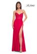 Picture of: Fitted Jersey Dress with Fishnet Rhinestone Illusion Bustier Top in Red, Style: 32230, Detail Picture 11