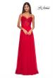 Picture of: Chiffon and Lace Gown with Bustier Top in Red, Style: 32276, Detail Picture 11