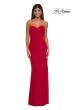 Picture of: Simple Net Prom Dress with High Slit and Flattering Ruching in Red, Style: 33018, Detail Picture 11
