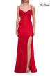 Picture of: Lace Fitted Gown with Sheer Corset Back and High Slit in Red, Style: 33305, Detail Picture 11