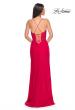 Picture of: Fitted Jersey Dress with Fishnet Rhinestone Illusion Bustier Top in Red, Style: 32230, Detail Picture 12