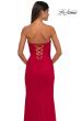 Picture of: Simple Net Prom Dress with High Slit and Flattering Ruching in Red, Style: 33018, Detail Picture 12