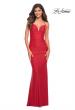 Picture of: Stunning Luxe Jersey Dress with Deep V Neckline in Red, Detail Picture 13
