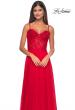 Picture of: Chiffon and Lace Gown with Bustier Top in Red, Style: 32276, Detail Picture 13