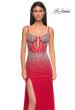 Picture of: Rhinestone Embellished Fitted Prom Dress with Corset and Deep V in Red , Style 32717, Detail Picture 13