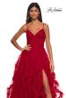 Picture of: Ruffle Tulle Dress with Unique Skirt and Illusion Corset Bodice in Red, Style: 32719, Detail Picture 13