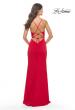Picture of: Soft Jersey Dress with Knot Waist and Lace Up Back in Red, Style: 31169, Detail Picture 14