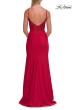 Picture of: Lace Bodice Fitted Gown with Slit and Open Back in Red, Style: 33395, Detail Picture 15