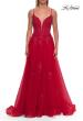 Picture of: Floral Beaded Tulle Gown with Slit and Lace-Up Back in Red, Style: 33716, Detail Picture 16