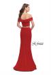 Picture of: Form Fitting Off the Shoulder Jersey Mermaid Dress in Red, Style: 25578, Back Picture