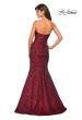Picture of: Long Floral Jacquard Strapless Prom Dress in Red, Style: 27149, Back Picture