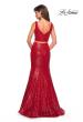 Picture of: Fully sequin Two Piece Floor Length Prom Gown in Red, Style: 27590, Back Picture