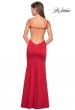 Picture of: Sultry Form Fitting Stretch Satin Dress with Leg Slit in Red, Style: 27617, Back Picture