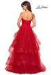 Picture of: Layered Tulle Strapless Prom Gown with Ruching in Red, Style: 27624, Back Picture