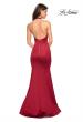 Picture of: Form Fitting Halter Satin Dress with Open Back in Red, Style: 27653, Back Picture