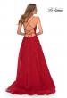Picture of: A-line Prom Dress with Cascading Lace Detail in Red, Style: 28503, Back Picture