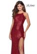 Picture of: HIgh Neck Sequin Gown with Open Back and Slit in Red, Style: 28529, Back Picture