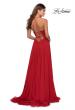 Picture of: A-line Dress with Straight Neckline and Floral Detail in Red, Style: 28600, Back Picture