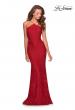 Picture of: Open Back Jersey Prom Dress with High Neckline in Red, Style: 28619, Back Picture