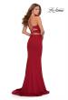 Picture of: Sleek Two Piece Pyramid Neckline Prom Dress in Red, Style: 28624, Back Picture