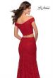 Picture of: Two Piece Lace Gown with Off the Shoulder Top in Red, Style: 28816, Back Picture