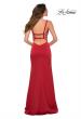 Picture of: Long Satin Prom Dress with Square Neckline in Red, Style 29349, Back Picture