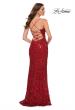 Picture of: Print Sequin Long Dress with Lace Up Back in Red, Style 29638, Back Picture