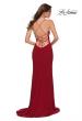 Picture of: Matte Jersey Long Dress with Lace Up Back in Red, Style 29708, Back Picture